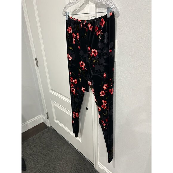 The Pyramid Collection Floral Velvet Leggings Black Multi Sz XL Boho Whimsigoth - Picture 3 of 8